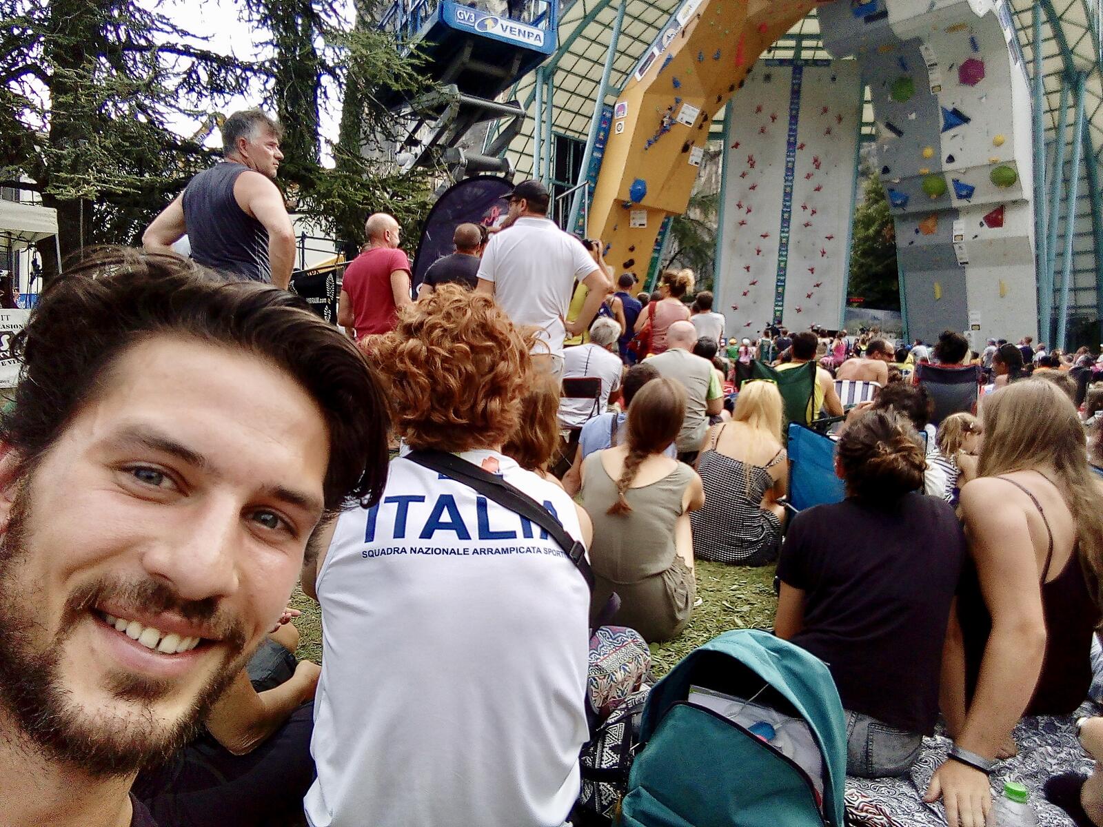 fullsizeoutput_291 Jain Kim heading up the women's lead final. She is an incredible person to watch climb in person...and she's a total babe, shwiiinnngg! She climbed past where all the other women had fallen and continued until the time was up without falling!